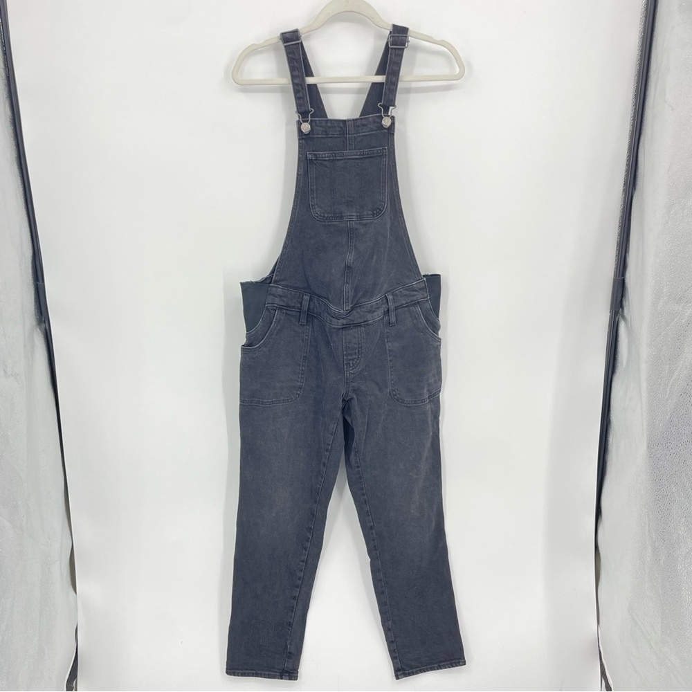 Old Navy washed Black Denim Maternity Jean Overalls 0 Short stretch side panel